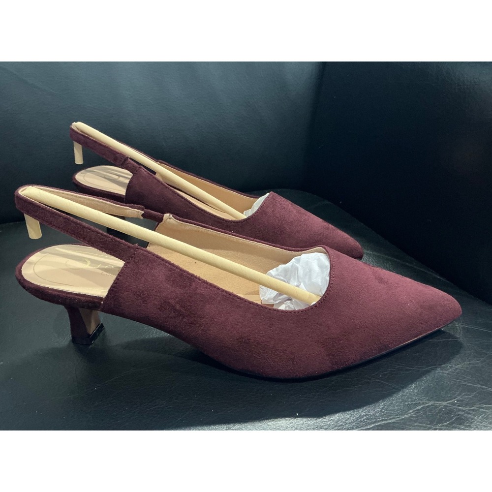 Journee Collection Paulina Pumps Womens 8.5W Oxblood Slingback Kitten‎ Heel